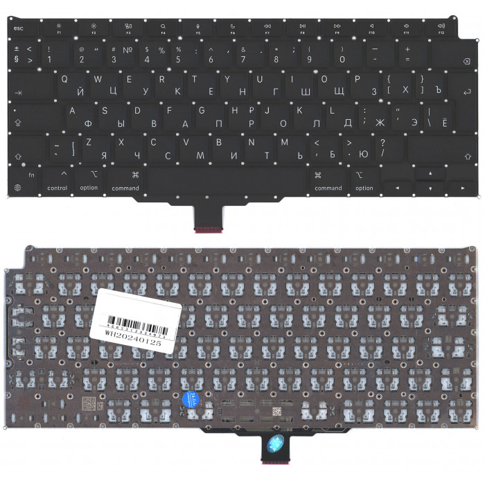 Клавиатура для ноутбука Apple MacBook Air 13 Retina M1 A2337 Late 2020 большой Enter черная