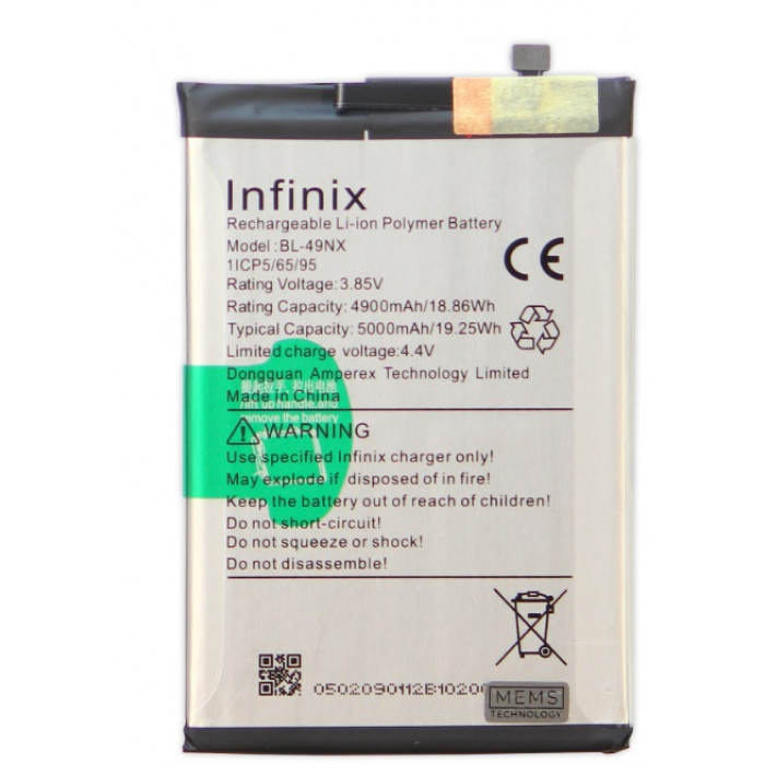 Аккумулятор (батарея) для Infinix Hot 30i/40i, Smart 7/7 HD/8/8 Pro (BL-49NX) 5000 mAh VoltPack