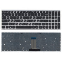 Клавиатура для Lenovo IdeaPad U510 Z710 черная с серебристой рамкой