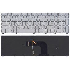Клавиатура для Dell Inspiron 17-7737 серебристая с подсветкой