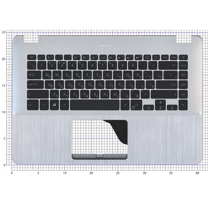 Клавиатура для Asus X505 топкейс серебро