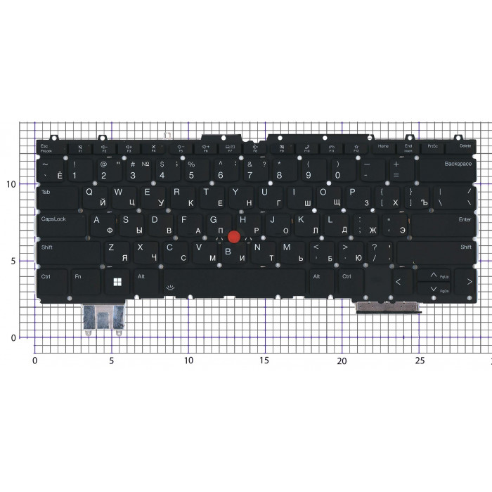 Клавиатура для ноутбука Lenovo ThinkPad Z13 Gen 1 черная без рамки с подсветкой