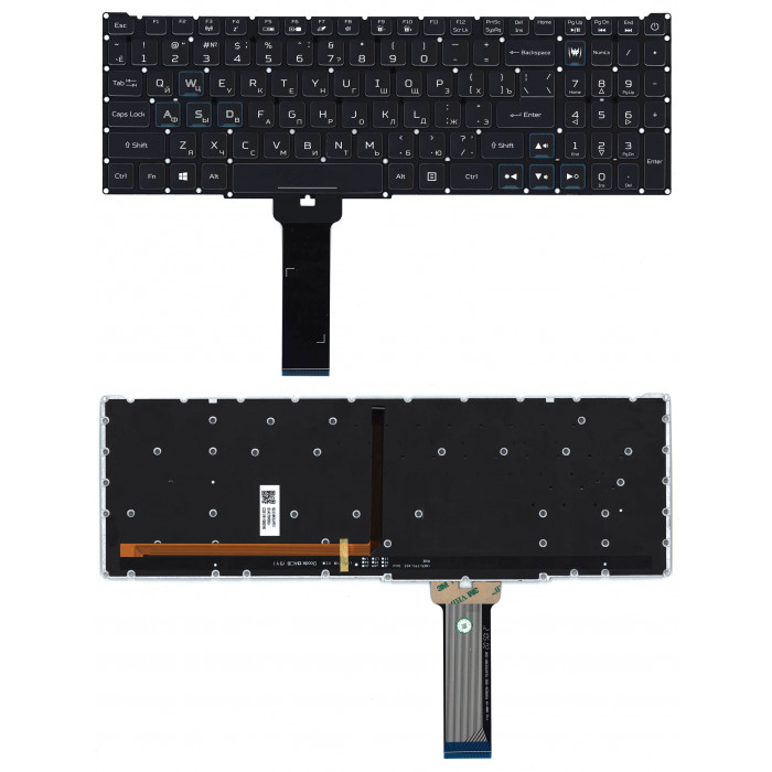 Клавиатура для Acer Predator Helios 300 PH315-52 черная с подсветкой