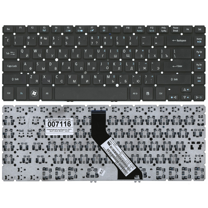Клавиатура для Acer Aspire V5-471 V5-431 M5-481T черная