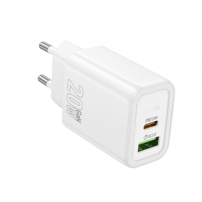 Блок питания (сетевой адаптер) HOCO N61 Gentle PD20W+QC3.0 charger, белый