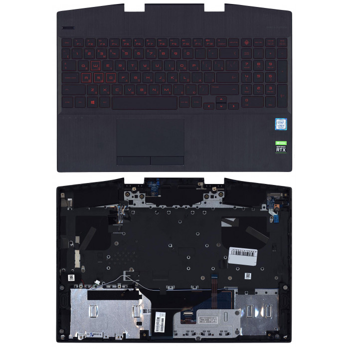 Клавиатура для HP Omen 15-DH топкейс красная подсветка