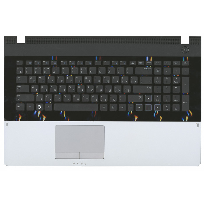 Клавиатура для Samsung NP305E7A топкейс серый, кнопки черные