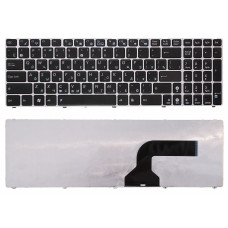 Клавиатура для Asus K52 UL50 черная с серебристой рамкой