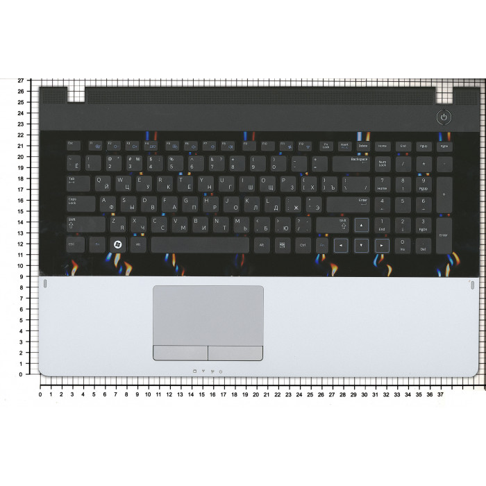 Клавиатура для Samsung NP305E7A топкейс серый, кнопки черные