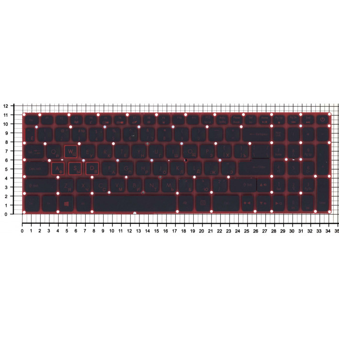Клавиатура для Acer Aspire VN7-593G-73FZ VN7-593G-73KV VN7-593G-75AG черная с красной подсветкой