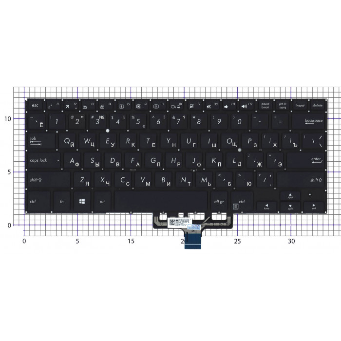 Клавиатура для ноутбука Asus ZenBook Flip 14 UX461FA черная с подсветкой