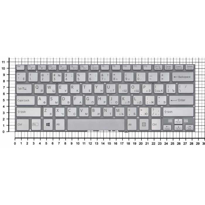 Клавиатура для Sony SVF14N FIT серебристая с подсветкой