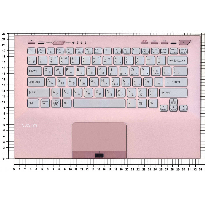 Клавиатура для Sony Vaio VPC-SB VPC-SD розовая топ-панель (fingerprint reader)