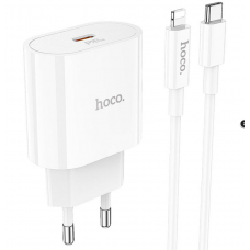 Блок питания (сетевой адаптер) HOCO C94A Metro 1xUSB-C с кабелем Type-C-Lightning, 3.0A, 20W, белый