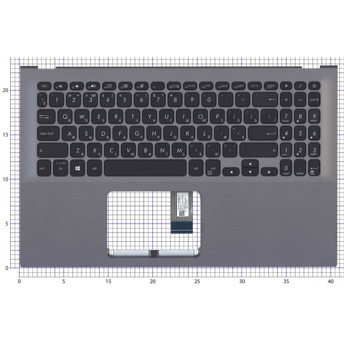 Клавиатура для ноутбука Asus X512 серая топ-панель