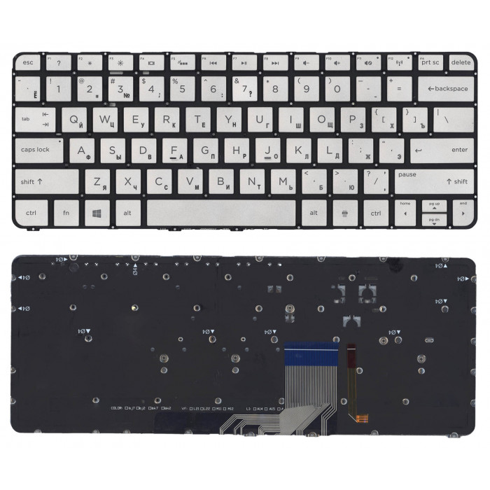 Клавиатура для HP Spectre 13-3001ee 13-3001tu 13-3001xx серебристая с подсветкой