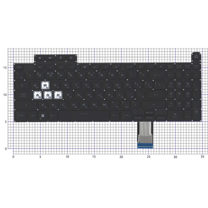 Клавиатура для ноутбука Asus Gaming F15 FA507 черная с подсветкой