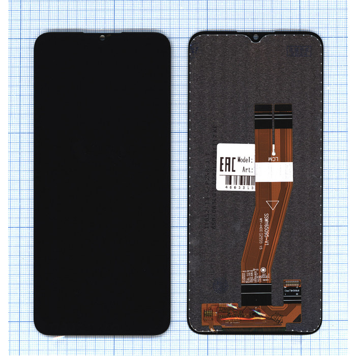 Дисплей (модуль) для Samsung Galaxy A03S SM-A037F в сборе с тачсркином (full size) черный