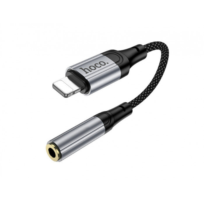 Аудио-переходник HOCO LS36A Fresh Lightning to 3.5mm Audio, серый металлик