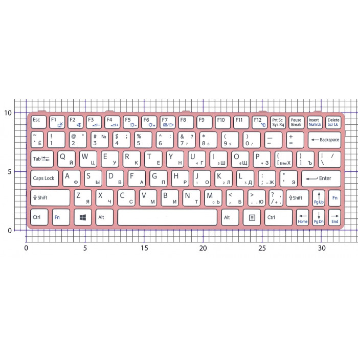 Клавиатура для ноутбука Sony Vaio SVE11 белая с розовой рамкой