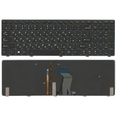 Клавиатура для Lenovo IdeaPad Y580 черная с черной рамкой с подсветкой
