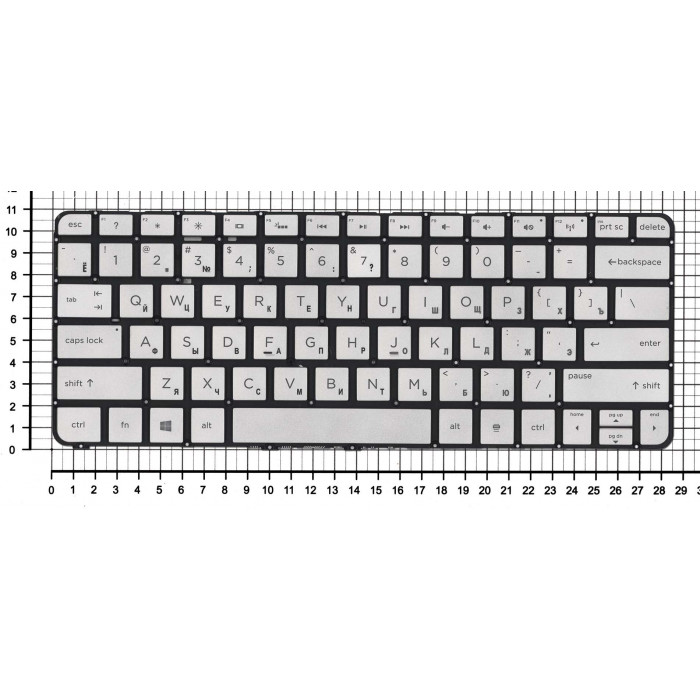 Клавиатура для HP Spectre 13-3001ee 13-3001tu 13-3001xx серебристая с подсветкой