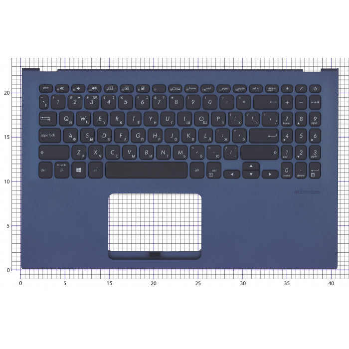 Клавиатура для ноутбука Asus X512 синяя топ-панель