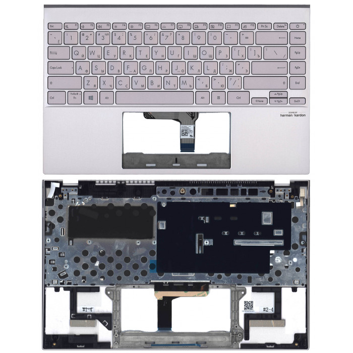 Клавиатура для Asus ZenBook 14 UX425J UX425JA топкейс серебристый