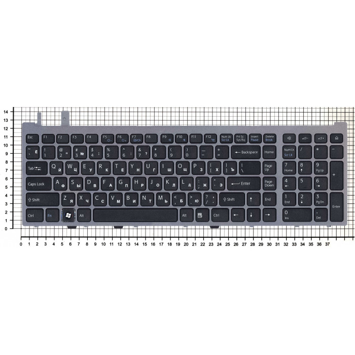 Клавиатура для Sony VGN-AW черная с серой рамкой