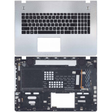 Клавиатура для Asus N76V черная, топ-панель серебристая