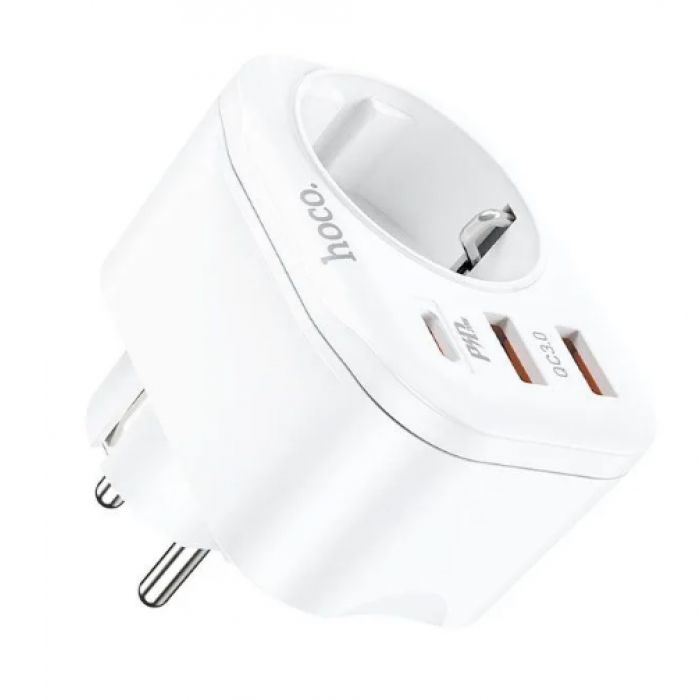 Сетевой фильтр Hoco NS3 1 Socket + PD 20W + 2xUSB QC3.0 18W белый