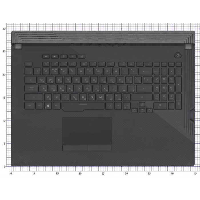 Клавиатура для ноутбука Asus G731GW G731GV черная с подсветкой топ-панель