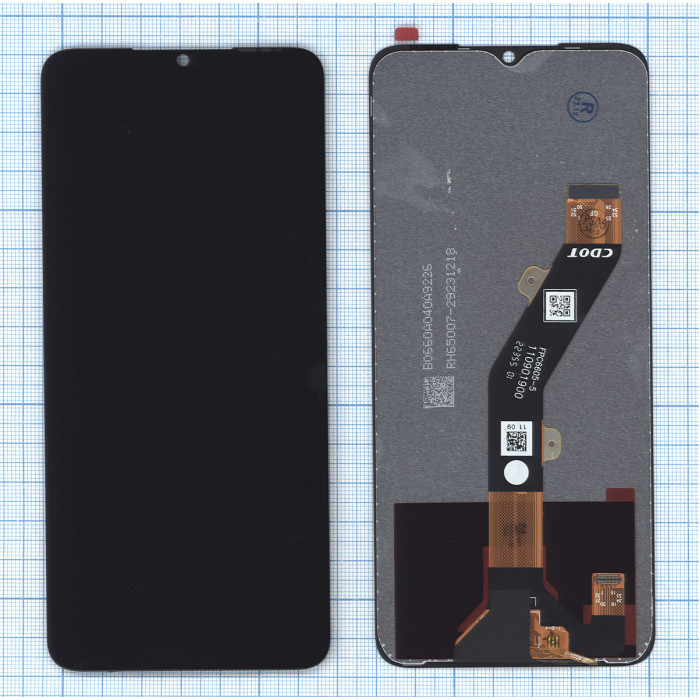 Дисплей для Tecno Spark 10 4G (Kl5q), Spark 10C (Kl5m) в сборе с тачскрином черный