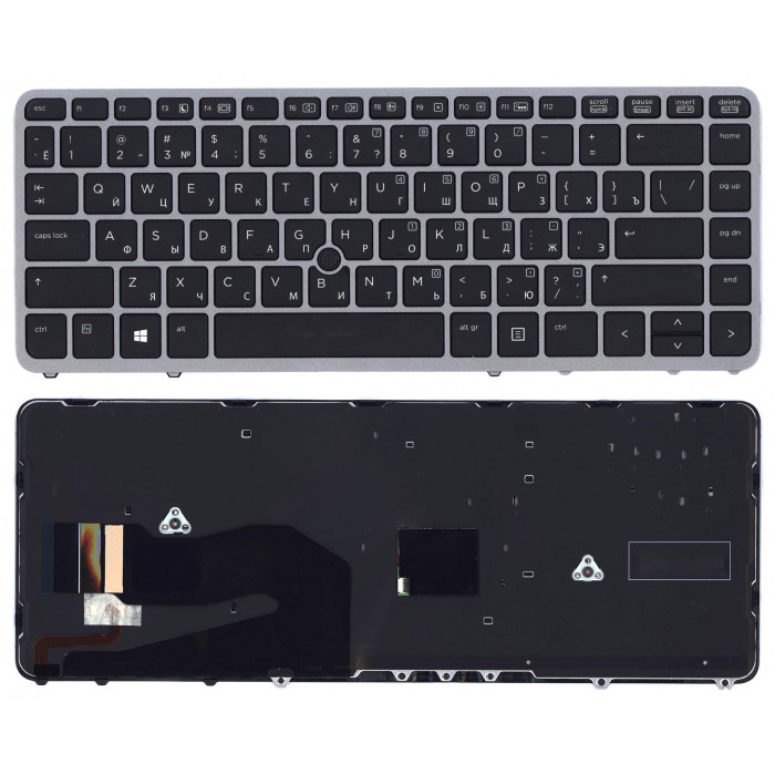 Клавиатура для HP EliteBook 840 G1 черная c серой рамкой с указателем