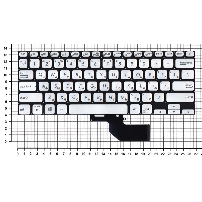 Клавиатура для Asus S13 S330FA серебристая с подсветкой