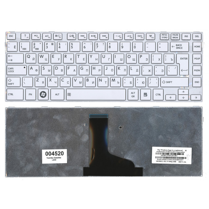 Клавиатура для Toshiba Satellite L800 L830 белая