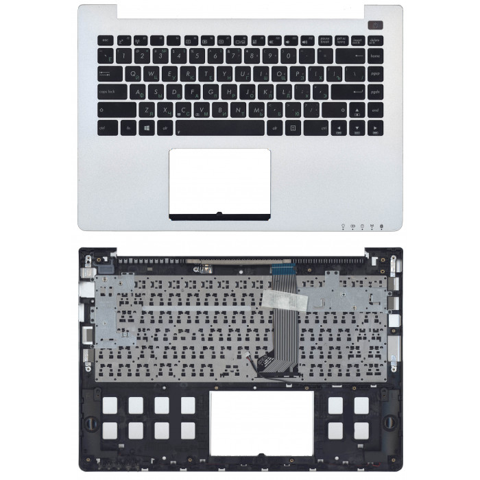 Клавиатура для Asus VivoBook S400CA S451 S401 черная топ-панель серебристая