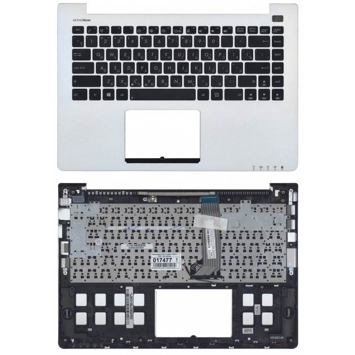 Клавиатура для Asus VivoBook S400CA S451 S401 черная топ-панель серебристая