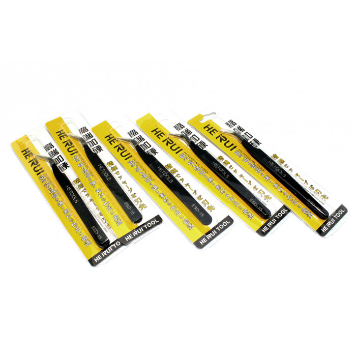 Пинцет HETOOLS ESD-15 изогнутый 120мм чёрный 5 шт