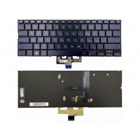 Клавиатура для ноутбука Asus ZenBook 14 UX434FA синяя с подсветкой
