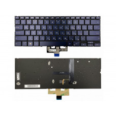 Клавиатура для ноутбука Asus ZenBook 14 UX434FA синяя с подсветкой