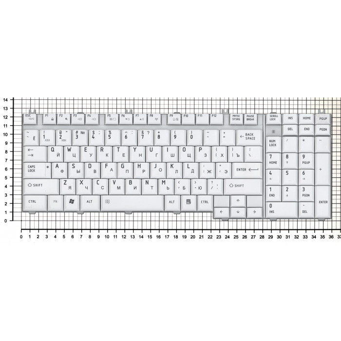 Клавиатура для Toshiba Satellite P205-S6237 серая (шлейф по центру)