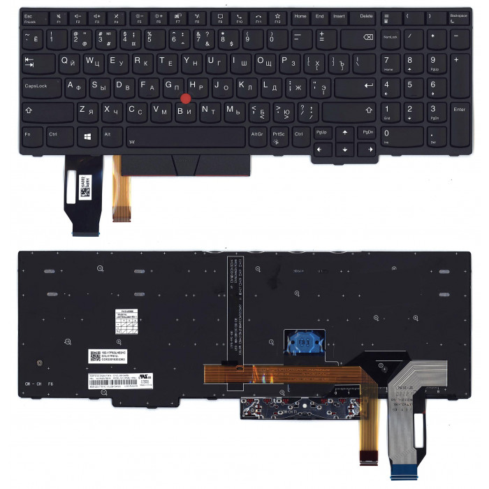 Клавиатура для Lenovo ThinkPad T15 черная с подсветкой