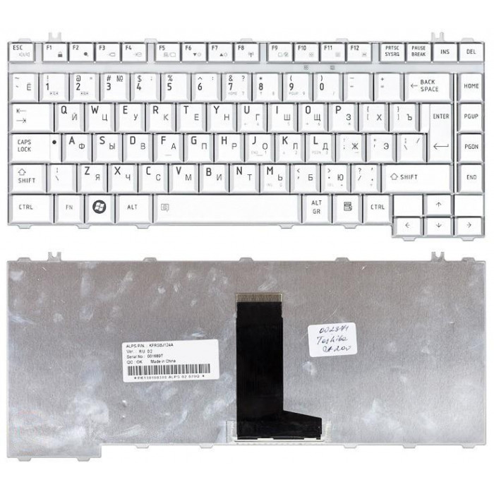 Клавиатура для Toshiba Satellite A200 A210 A300 M300 L300 M500 M505 серебристая