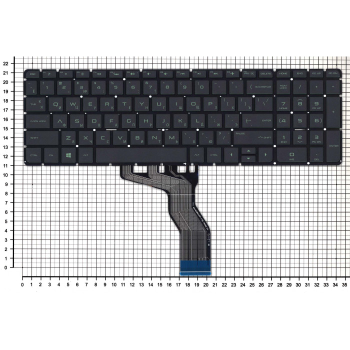 Клавиатура для HP Pavilion 15-ab 15-ab000 15-cb 15z-ab100 черная с зеленой подсветкой