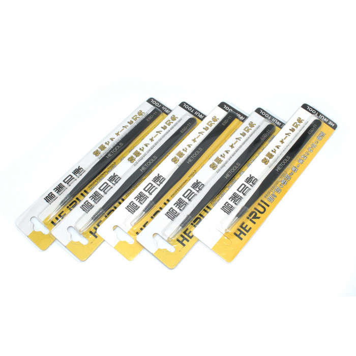 Пинцет HETOOLS ESD-11 прямой, чёрный 140мм 5 шт