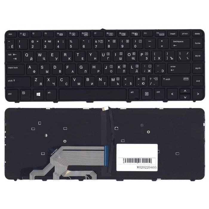 Клавиатура для HP ProBook 430 G3 440 G3 445 G3 черная с рамкой и подсветкой