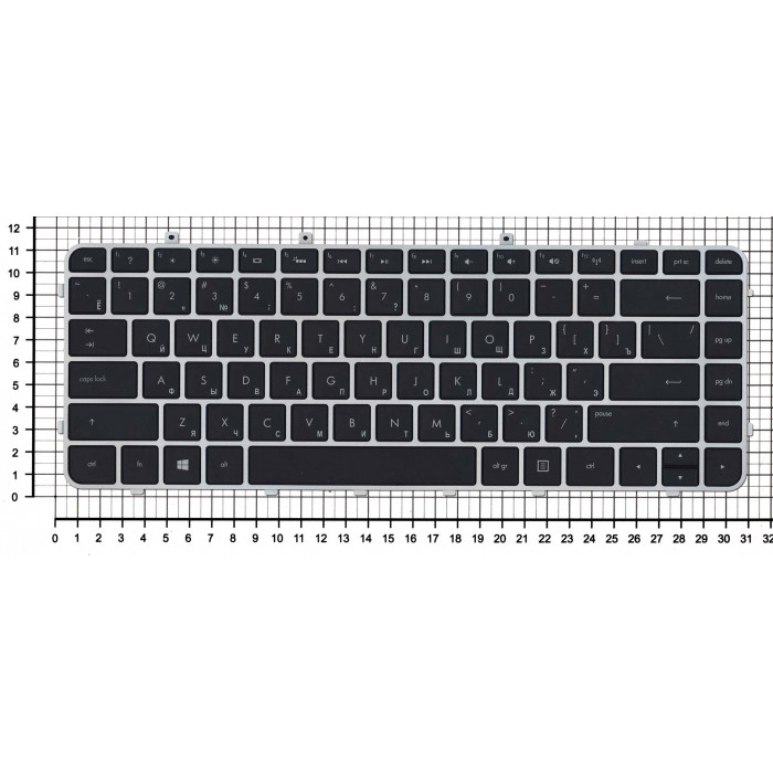 Клавиатура для HP Envy 4-1000 Envy 6-1000 черная с серебристой рамкой и подсветкой