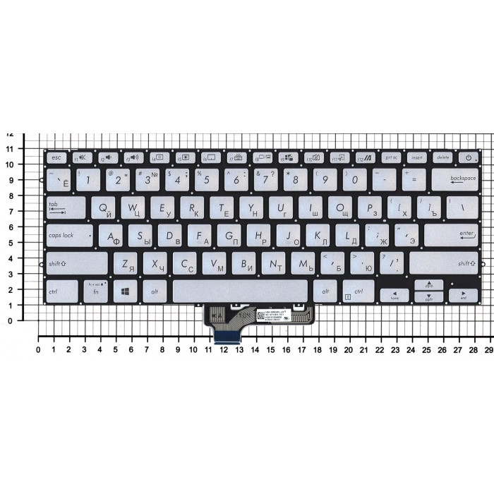 Клавиатура для ноутбука Asus Zenbook UM431DA серебристая