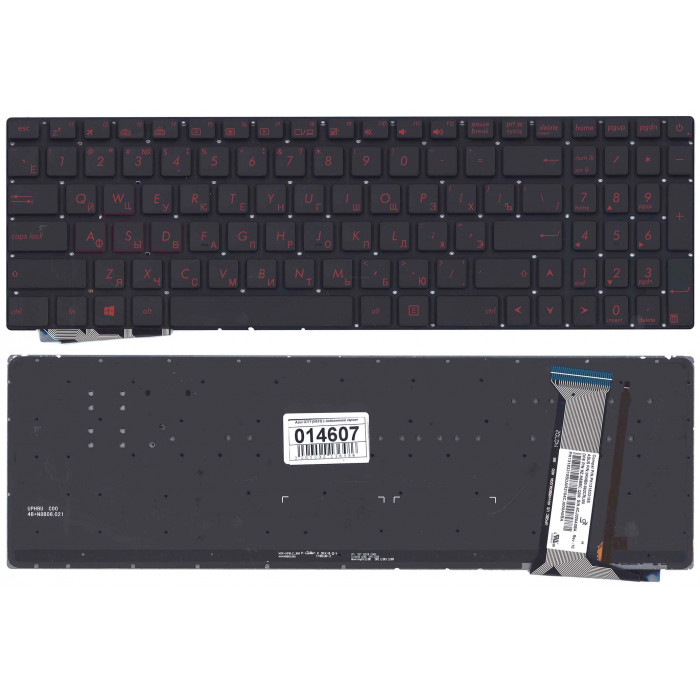 Клавиатура для Asus G771, N551 черная без рамки с красной подсветкой